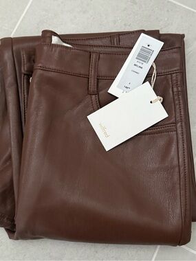 Aritzia Wilfred Brown Faux Leather Pants with Belt Loops